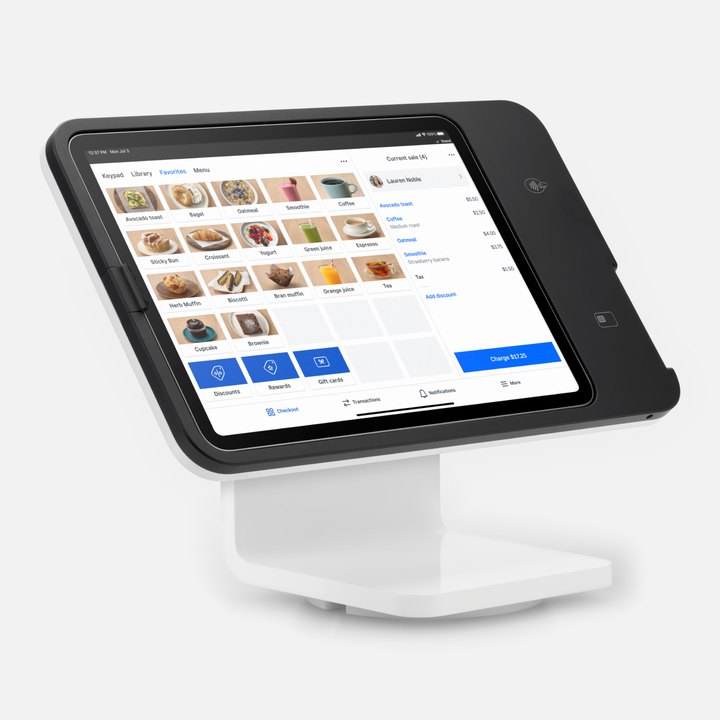 Square Stand (2nd generation) holding an iPad that runs the point of sale